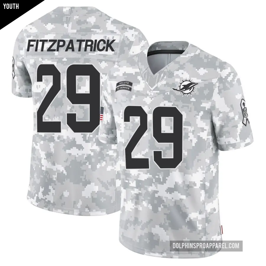 Youth Miami Dolphins ＃29 Minkah Fitzpatrick Arctic Camo Limited 2024 Salute to Service Jersey