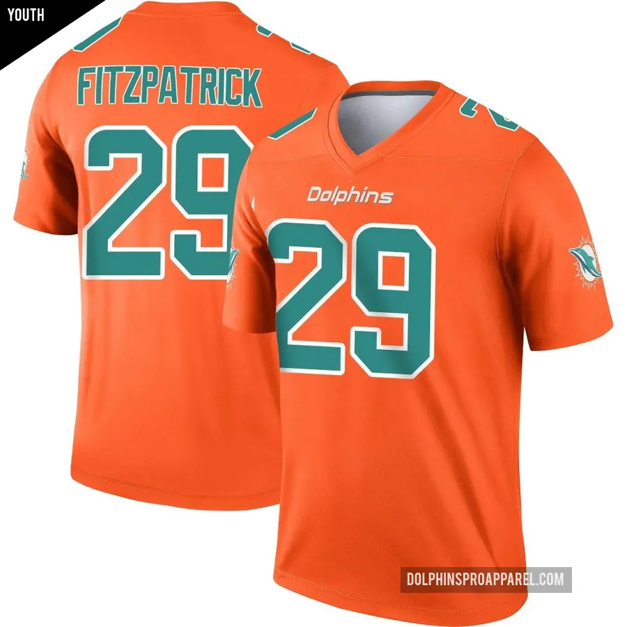 Youth Miami Dolphins ＃29 Minkah Fitzpatrick Orange Legend Inverted Jersey