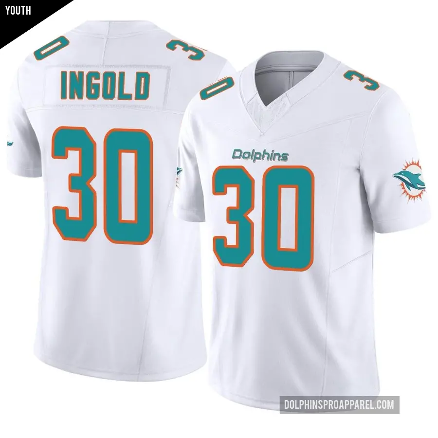 Youth Miami Dolphins ＃30 Alec Ingold White Limited Vapor F.U.S.E. Jersey