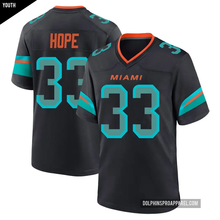 Youth Miami Dolphins ＃33 Larry Hope Blue Game Pitch 2025 Rivalries Collection Jersey