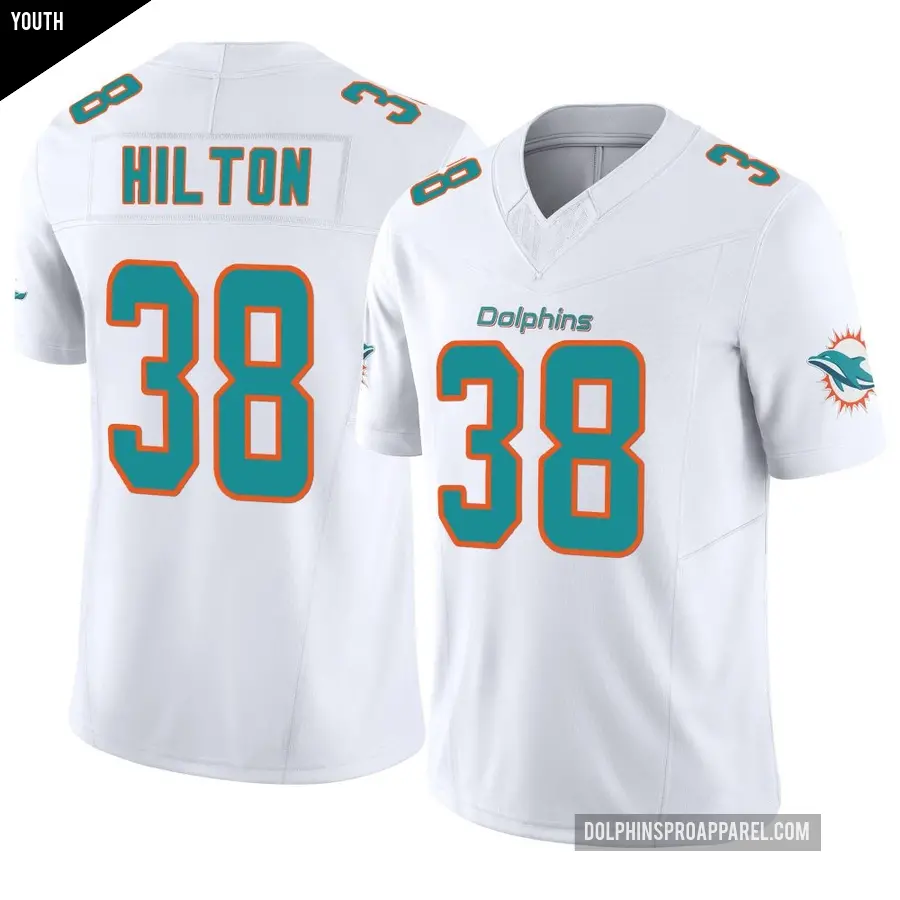 Youth Miami Dolphins ＃38 Mike Hilton White Limited Vapor F.U.S.E. Jersey