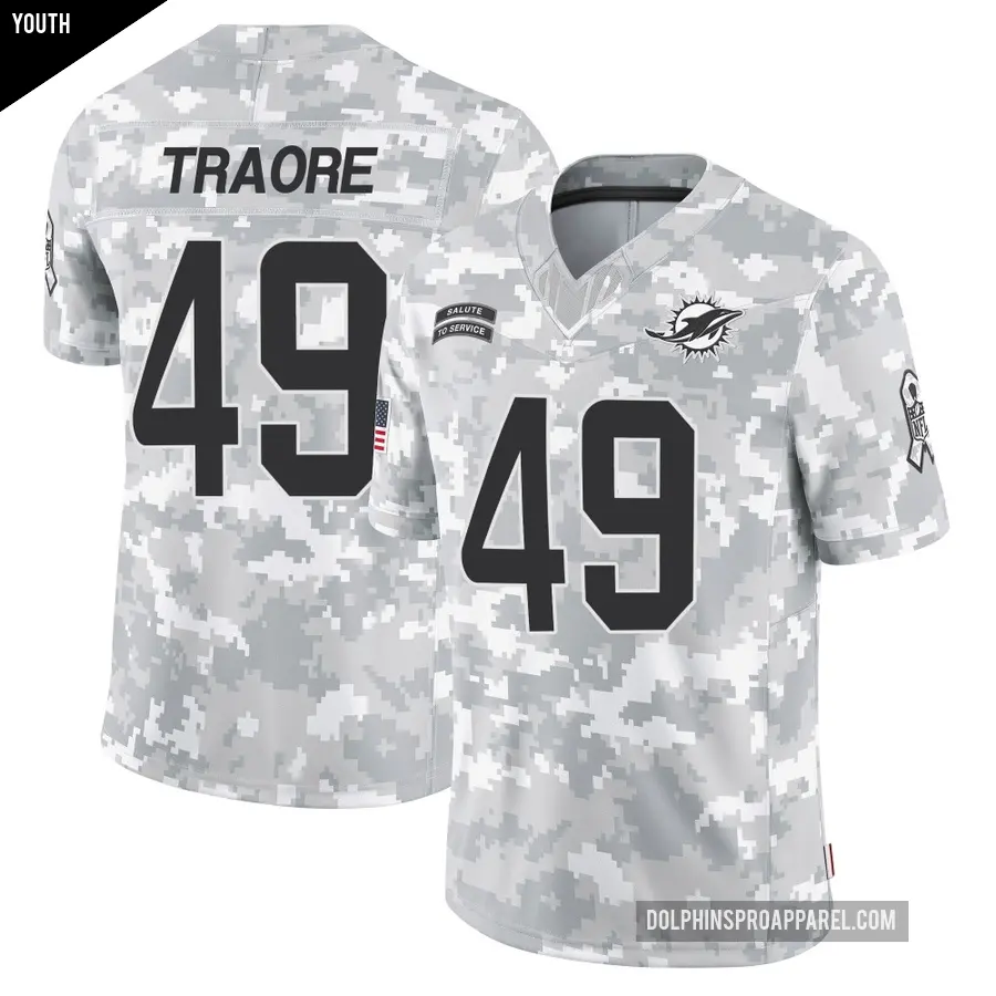 Youth Miami Dolphins ＃49 Seydou Traore Arctic Camo Limited 2024 Salute to Service Jersey