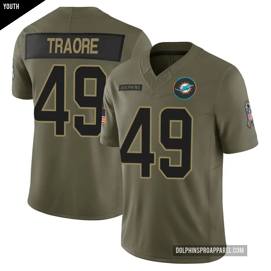 Youth Miami Dolphins ＃49 Seydou Traore Olive Limited 2025 Salute to Service Jersey