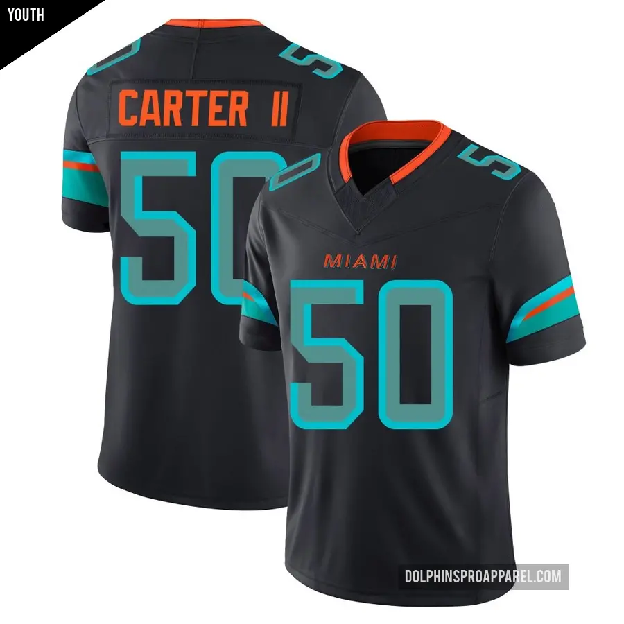 Youth Miami Dolphins ＃50 Andre Carter II Blue Limited Pitch 2025 Rivalries Collection Jersey