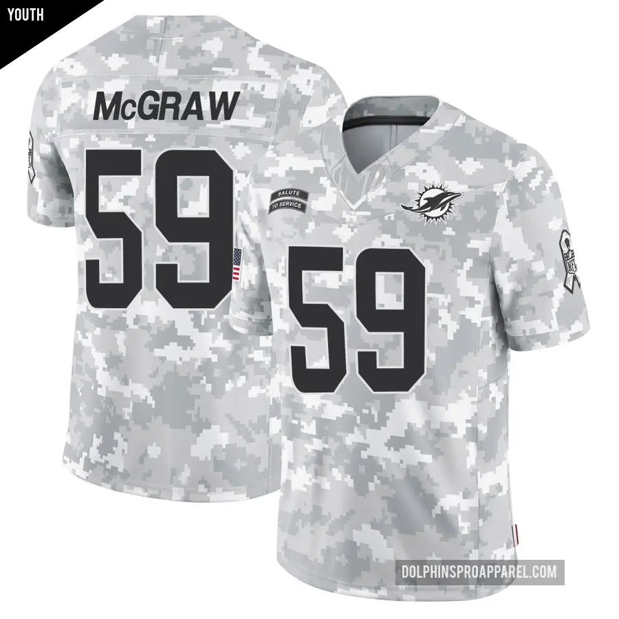 Youth Miami Dolphins ＃59 Rodney McGraw Arctic Camo Limited 2024 Salute to Service Jersey