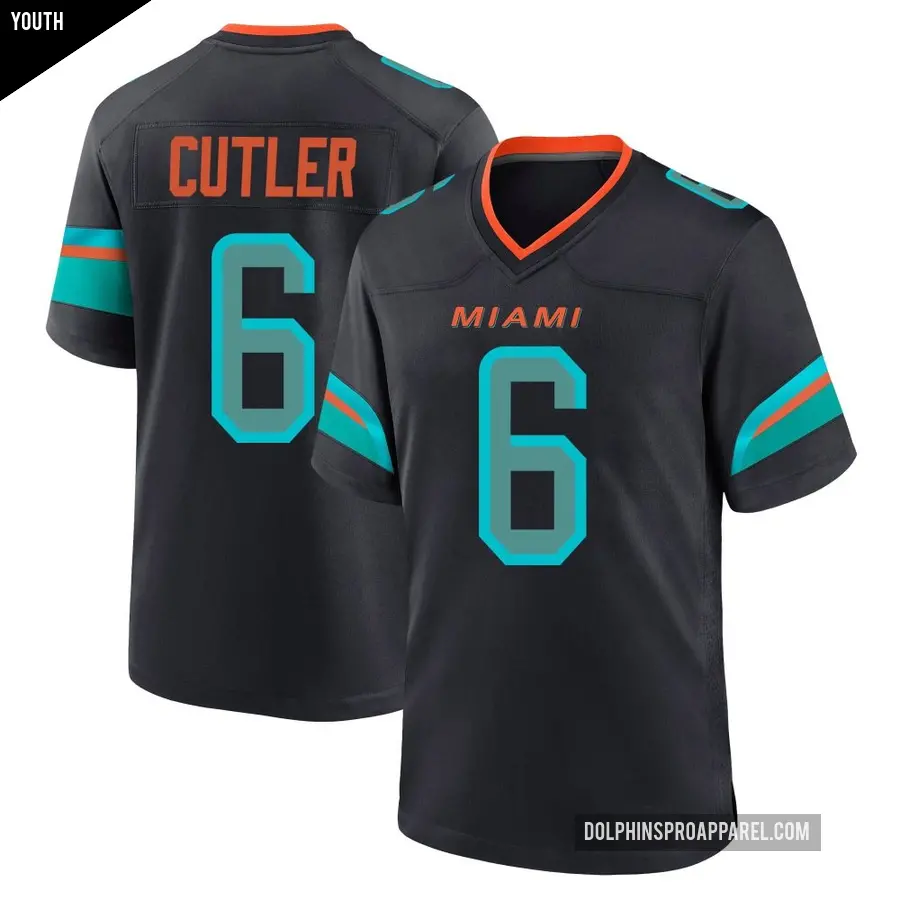 Youth Miami Dolphins ＃6 Jay Cutler Blue Game Pitch 2025 Rivalries Collection Jersey