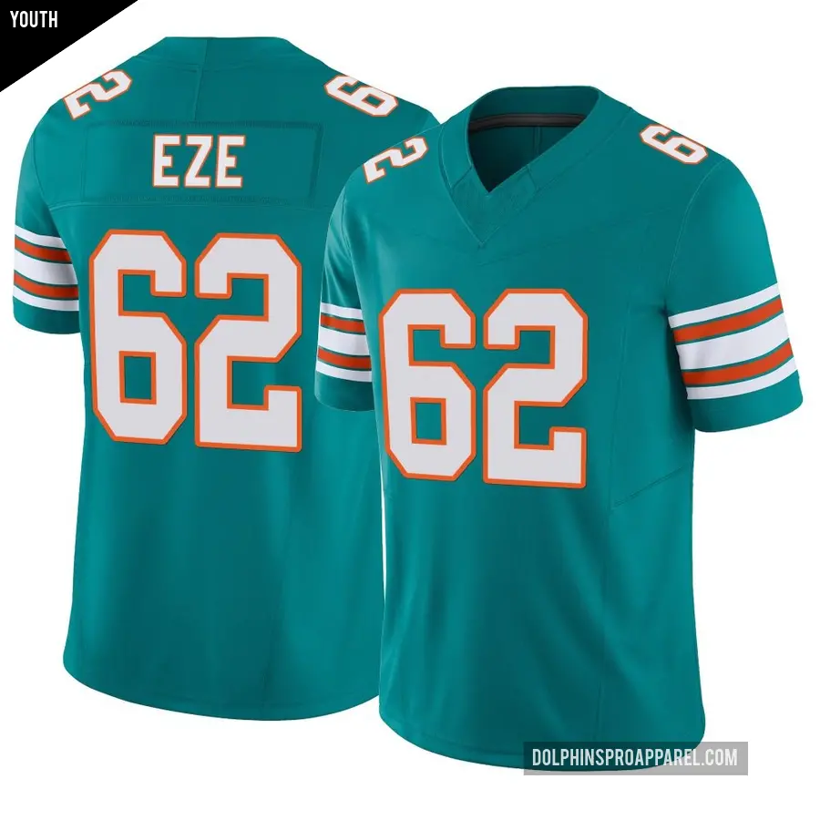Youth Miami Dolphins ＃62 Obinna Eze Aqua Limited Alternate Vapor F.U.S.E. Jersey