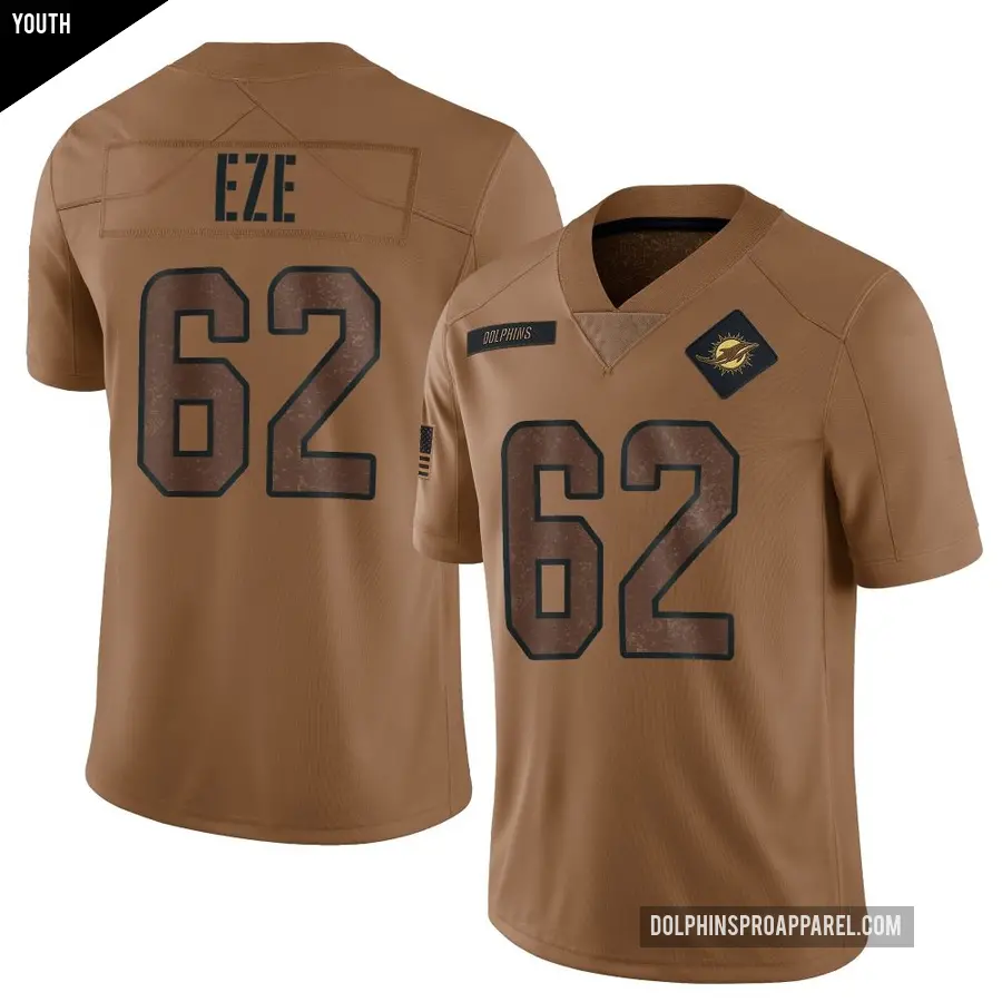 Youth Miami Dolphins ＃62 Obinna Eze Brown Limited 2023 Salute To Service Jersey