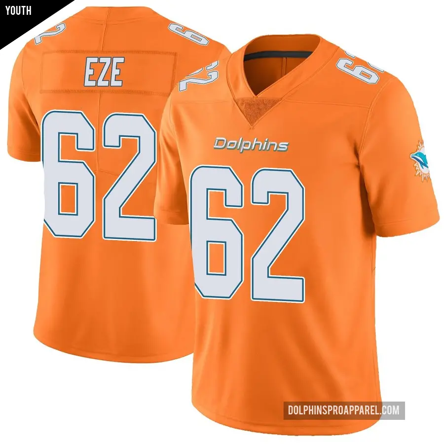Youth Miami Dolphins ＃62 Obinna Eze Orange Limited Color Rush Jersey