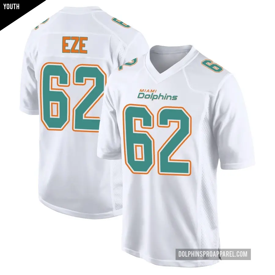 Youth Miami Dolphins ＃62 Obinna Eze White Game Fashion Jersey