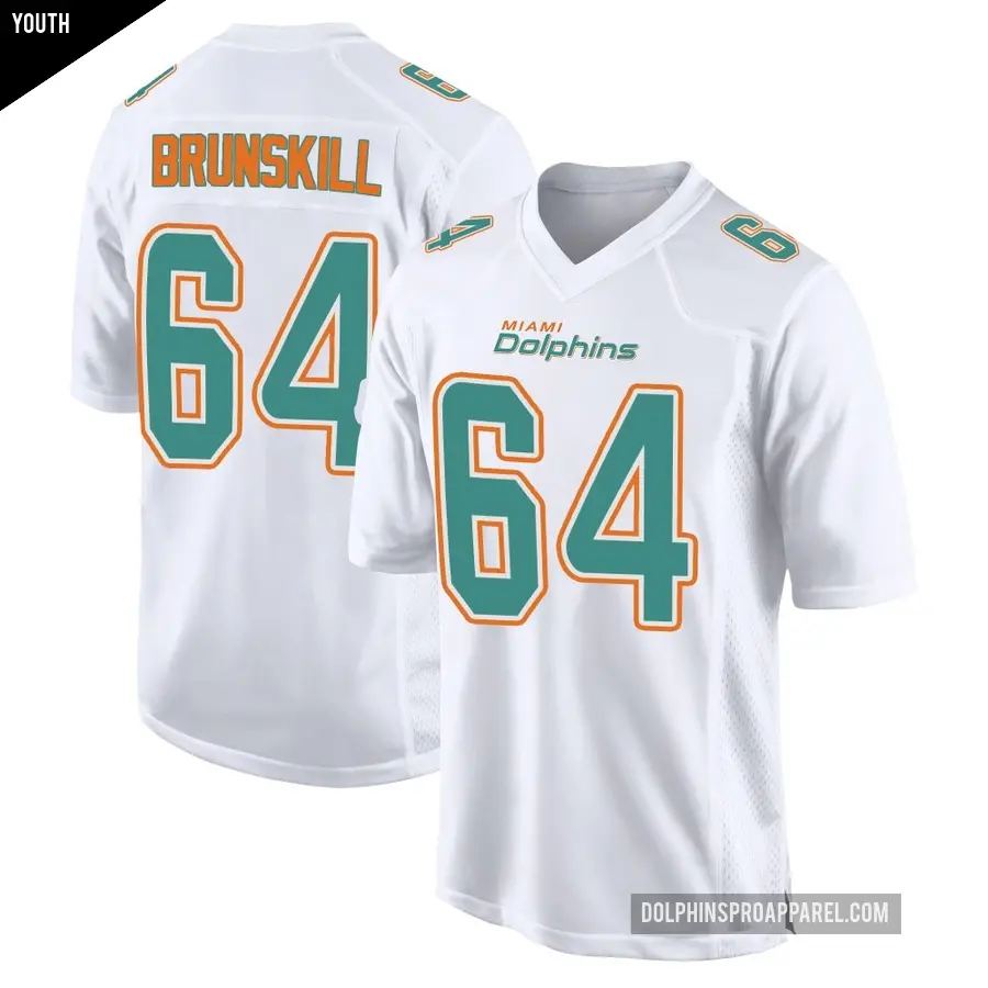 Youth Miami Dolphins ＃64 Daniel Brunskill White Game Fashion Jersey