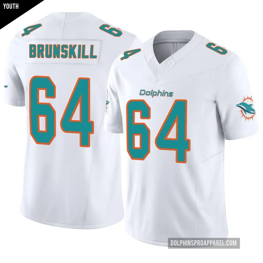 Youth Miami Dolphins ＃64 Daniel Brunskill White Limited Vapor F.U.S.E. Jersey