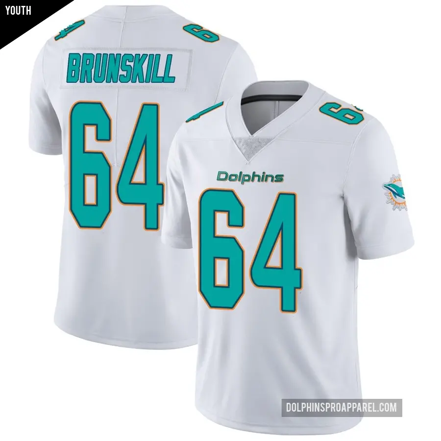 Youth Miami Dolphins ＃64 Daniel Brunskill White limited Vapor Untouchable Jersey