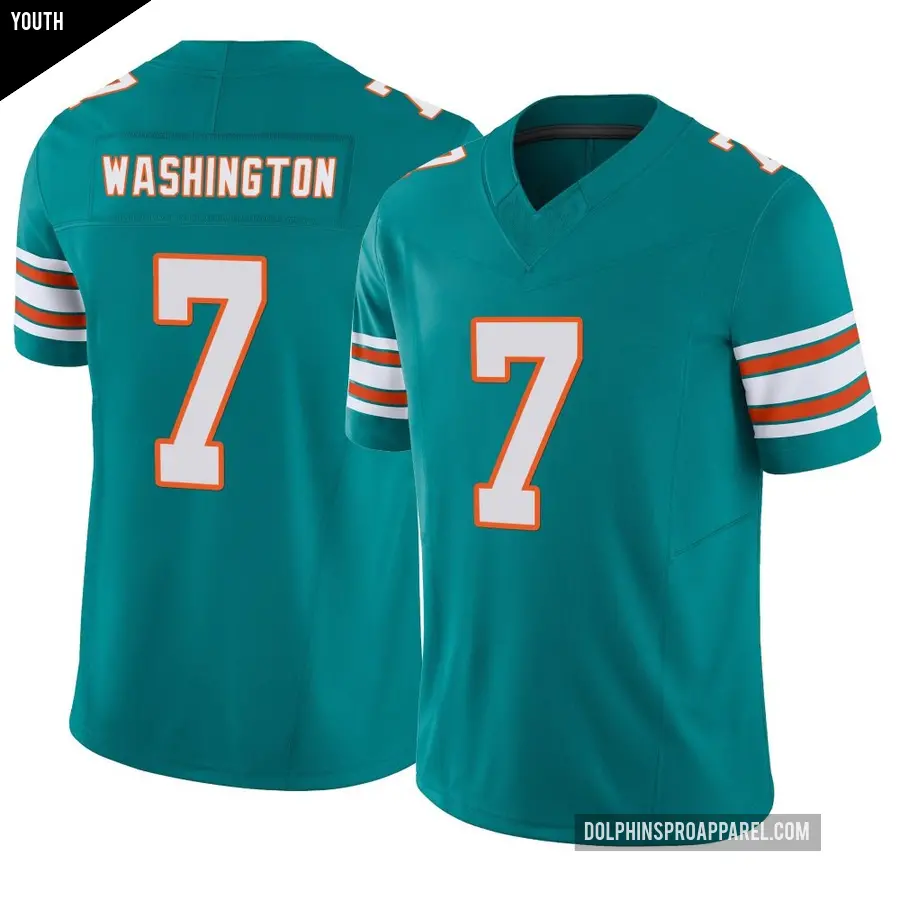 Youth Miami Dolphins ＃7 Tahj Washington Aqua Limited Alternate Vapor F.U.S.E. Jersey