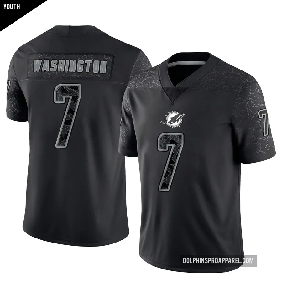 Youth Miami Dolphins ＃7 Tahj Washington Black Limited Reflective Jersey