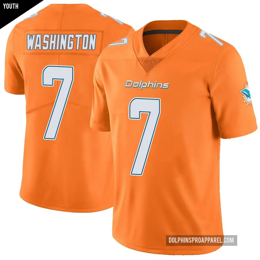Youth Miami Dolphins ＃7 Tahj Washington Orange Limited Color Rush Jersey