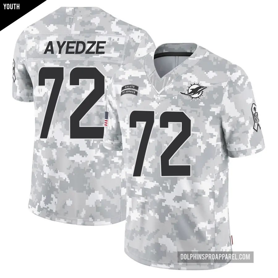 Youth Miami Dolphins ＃72 Gottlieb Ayedze Arctic Camo Limited 2024 Salute to Service Jersey
