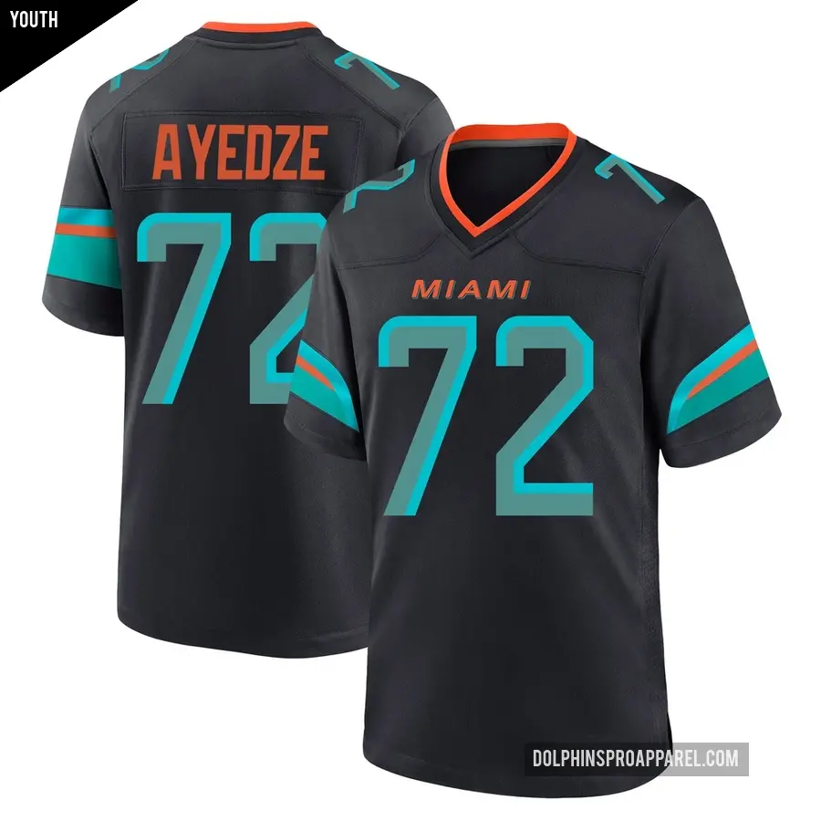Youth Miami Dolphins ＃72 Gottlieb Ayedze Blue Game Pitch 2025 Rivalries Collection Jersey
