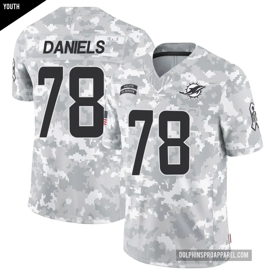 Youth Miami Dolphins ＃78 James Daniels Arctic Camo Limited 2024 Salute to Service Jersey