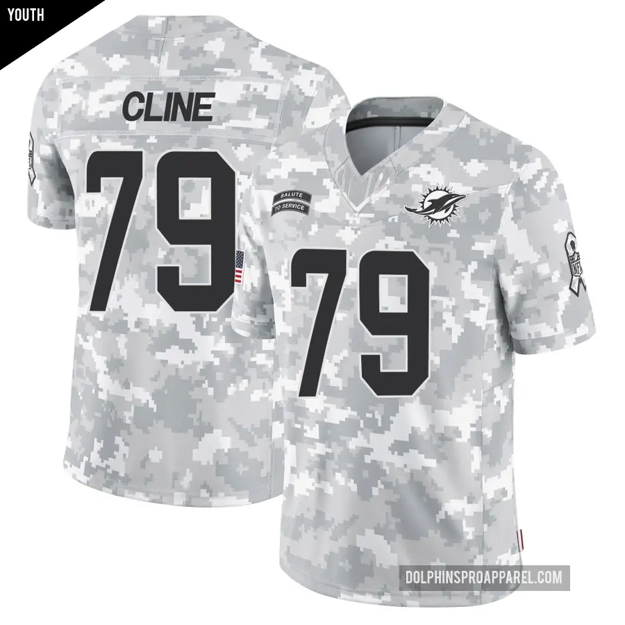 Youth Miami Dolphins ＃79 Kevin Cline Arctic Camo Limited 2024 Salute to Service Jersey