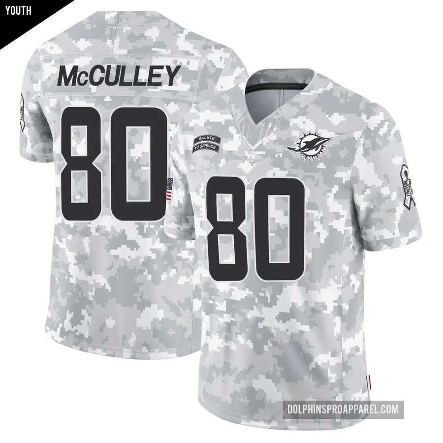 Youth Miami Dolphins ＃80 Donaven McCulley Arctic Camo Limited 2024 Salute to Service Jersey