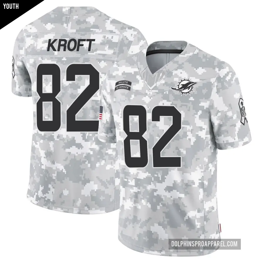 Youth Miami Dolphins ＃82 Tyler Kroft Arctic Camo Limited 2024 Salute to Service Jersey