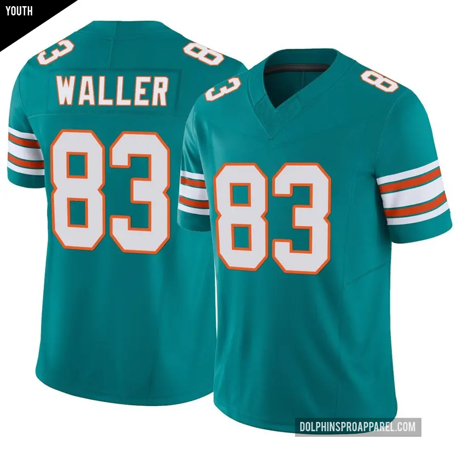 Youth Miami Dolphins ＃83 Darren Waller Aqua Limited Alternate Vapor F.U.S.E. Jersey