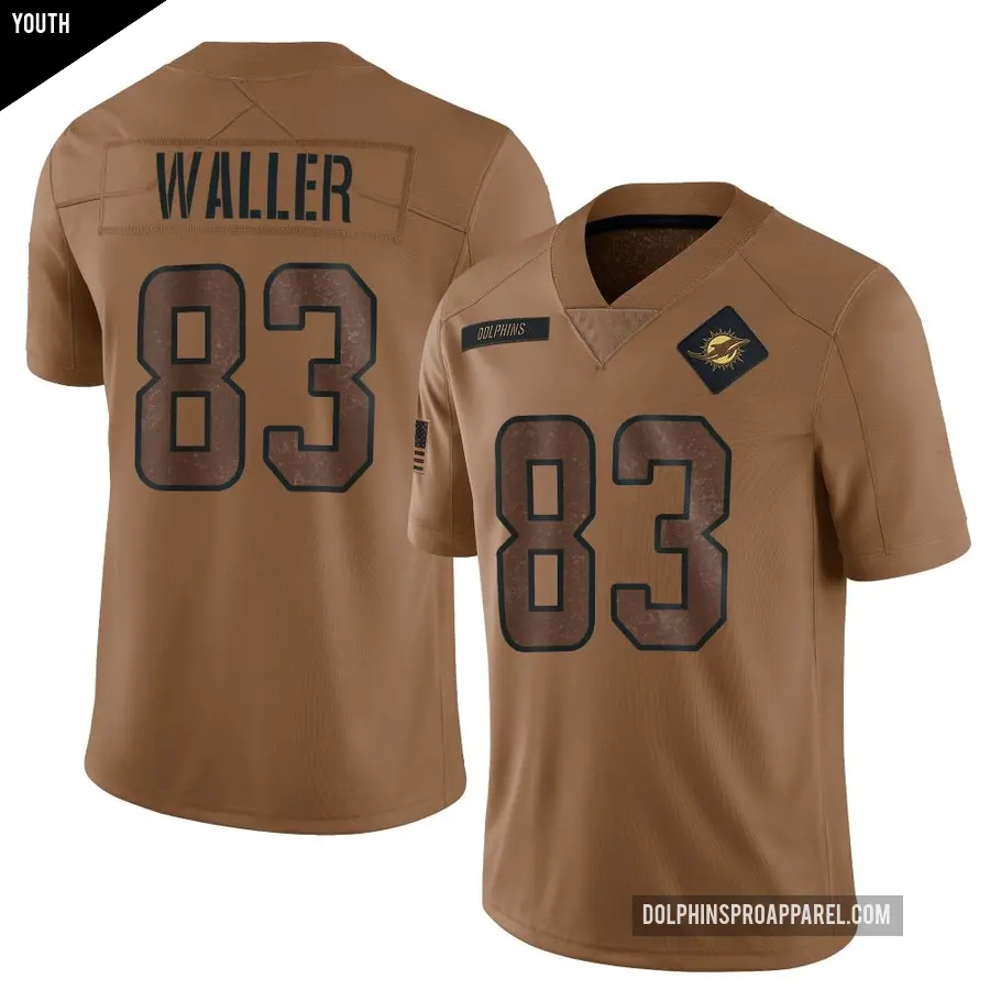 Youth Miami Dolphins ＃83 Darren Waller Brown Limited 2023 Salute To Service Jersey