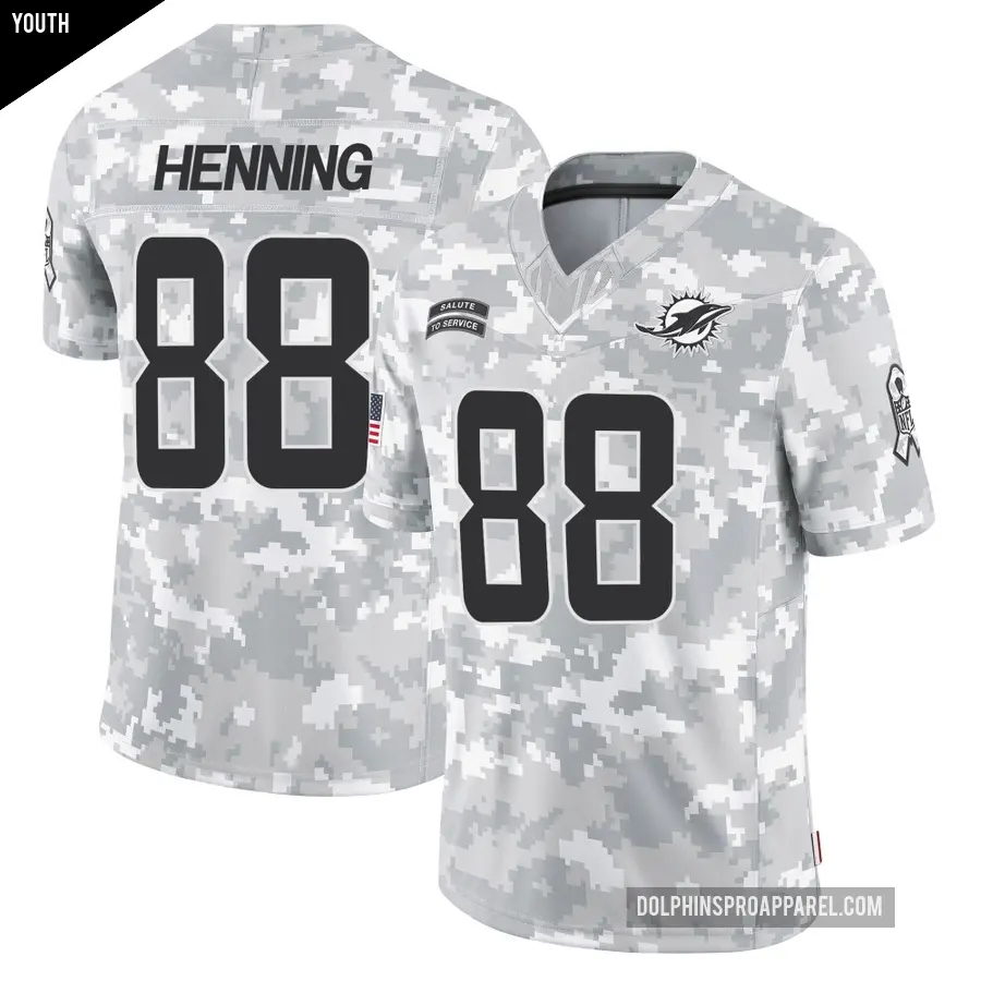 Youth Miami Dolphins ＃88 A.J. Henning Arctic Camo Limited 2024 Salute to Service Jersey