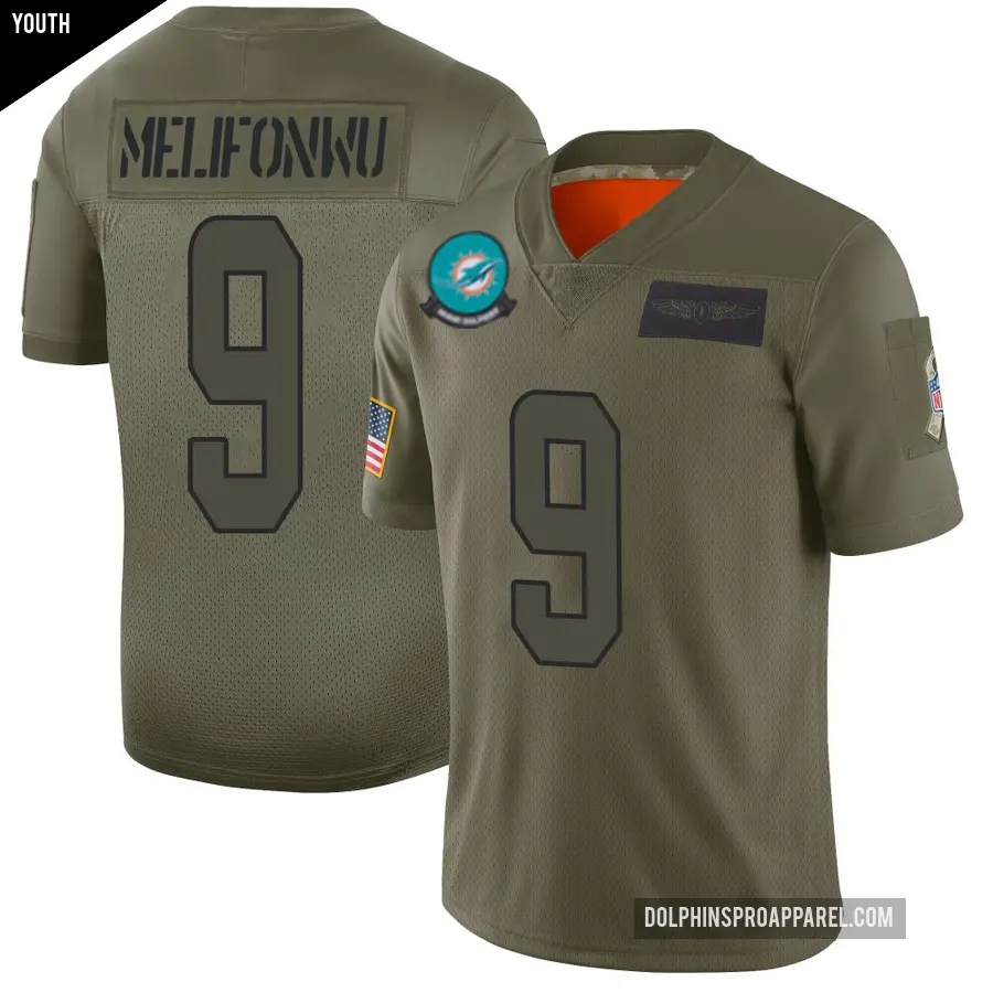 Youth Miami Dolphins ＃9 Ifeatu Melifonwu Camo Limited 2019 Salute to Service Jersey
