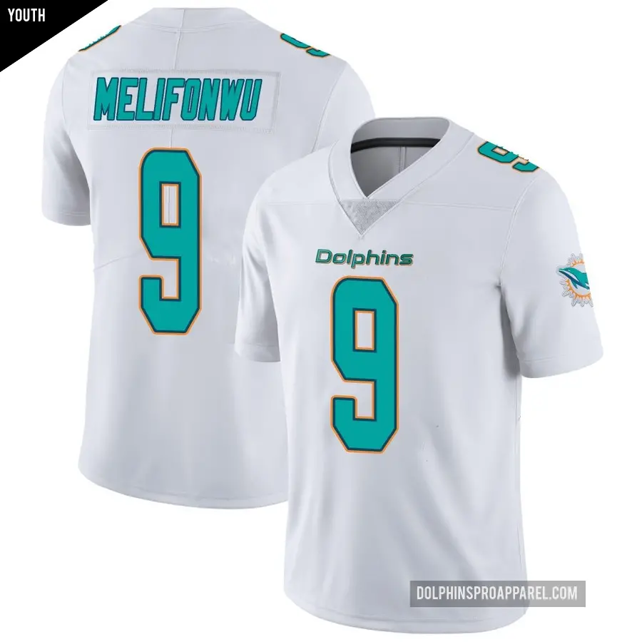 Youth Miami Dolphins ＃9 Ifeatu Melifonwu White limited Vapor Untouchable Jersey