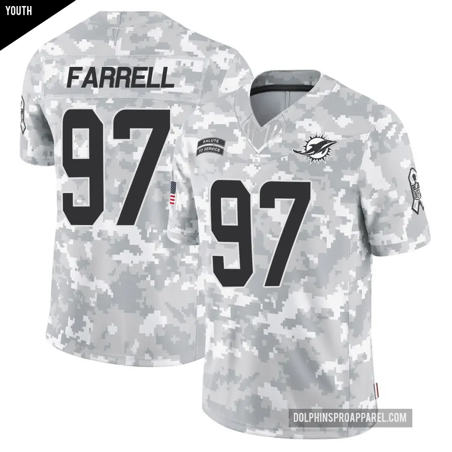 Youth Miami Dolphins ＃97 Neil Farrell Arctic Camo Limited 2024 Salute to Service Jersey