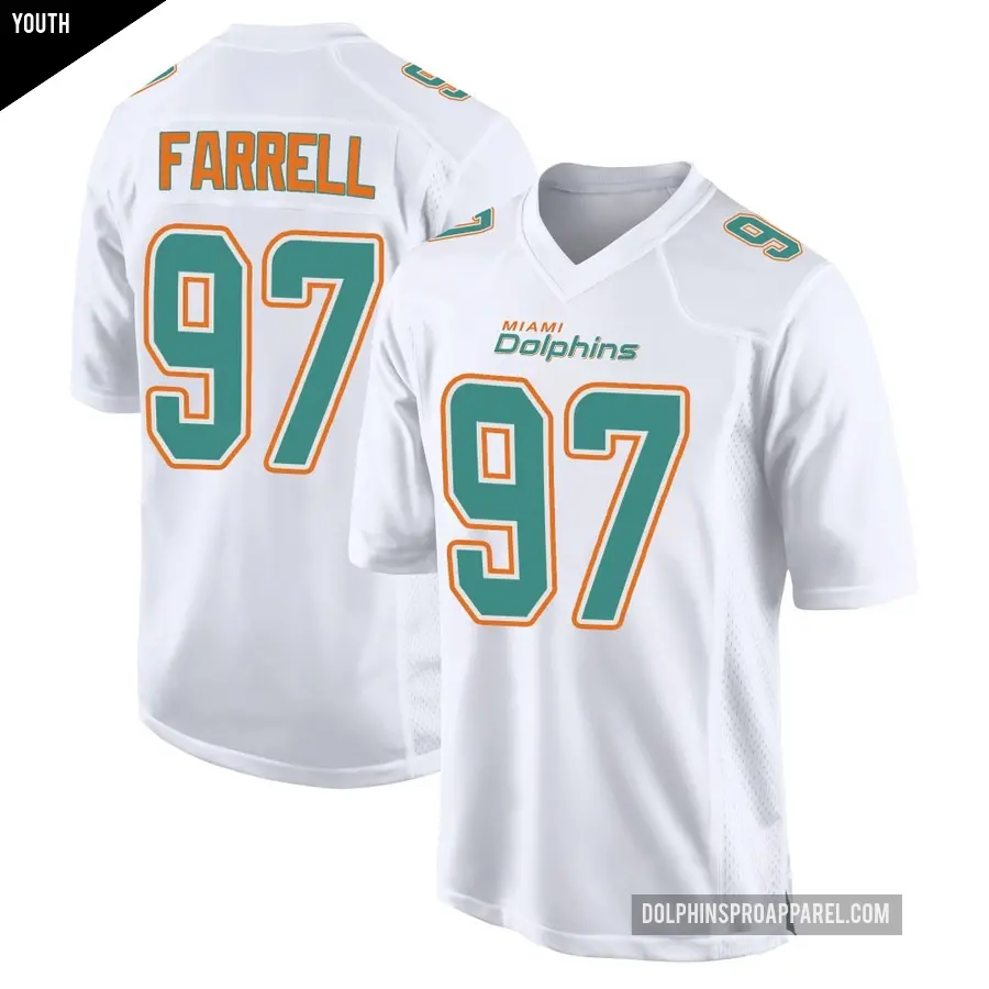 Youth Miami Dolphins ＃97 Neil Farrell White Game Fashion Jersey